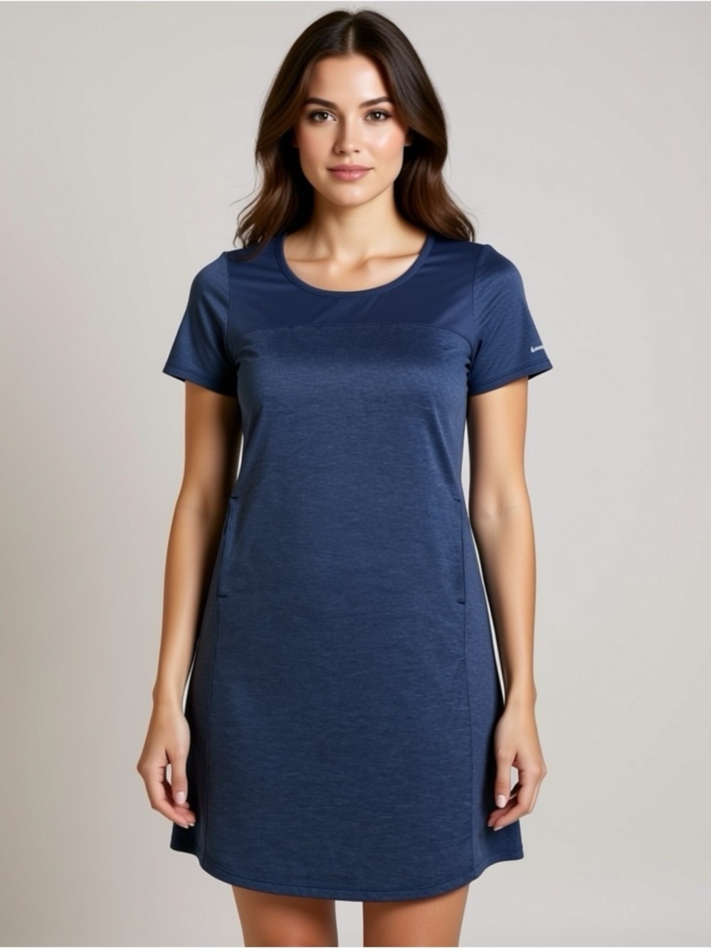 Columbia Tshirt Dress Pockets Size Medium Blue Short Sleeve